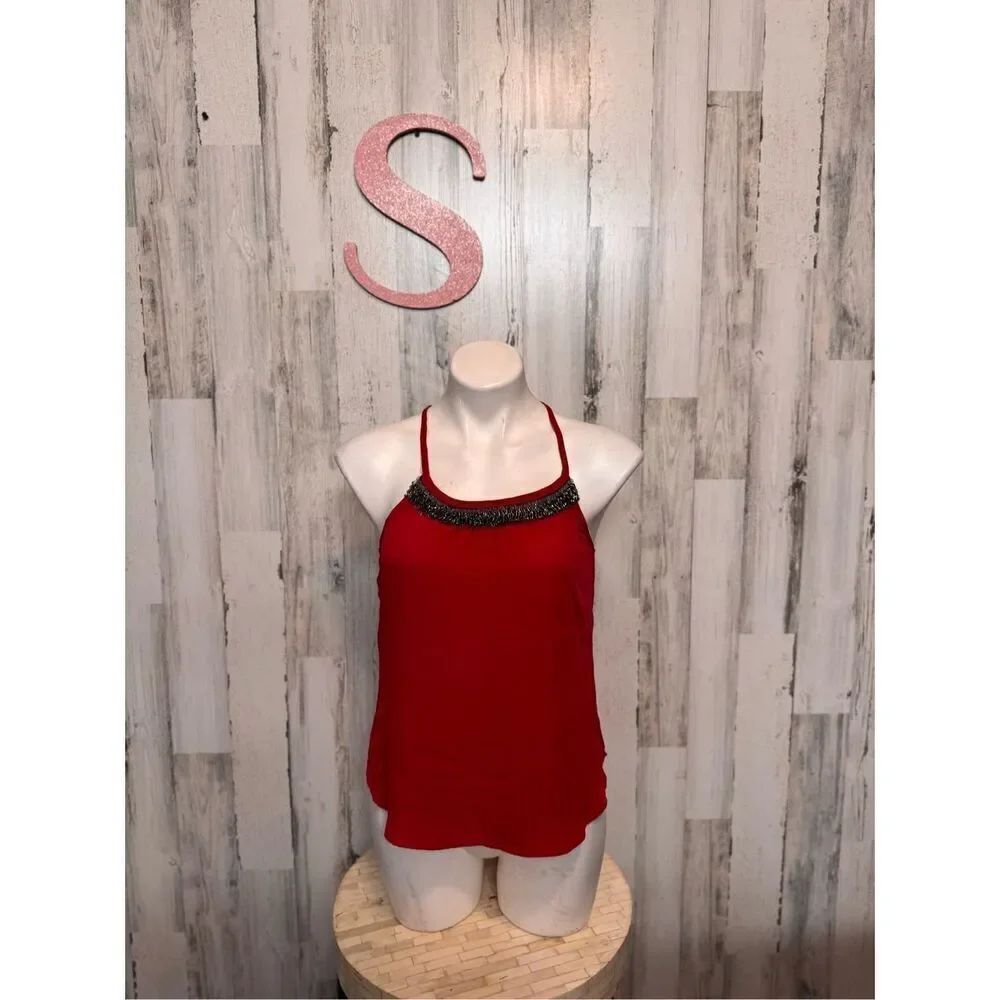 Sequin hearts red blouse size small